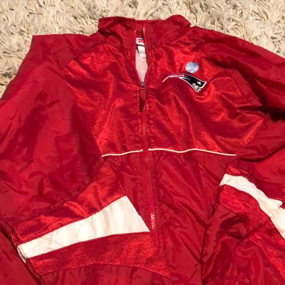 Boys red zip up Patriots 🏈 rain jacket